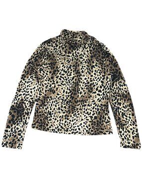 Vintage 90s Compliments Leopard Print Mock Neck Top